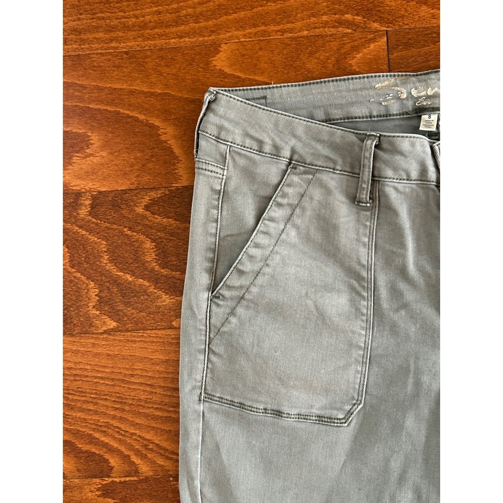 Seven7 Utility Ankle Skinny Pants Agave Green‎ Size 8 Olive Knit Denim - Picture 3 of 9